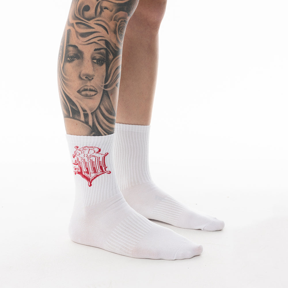 Load image into Gallery viewer, WHITE BLOOD MONEY SOCKS