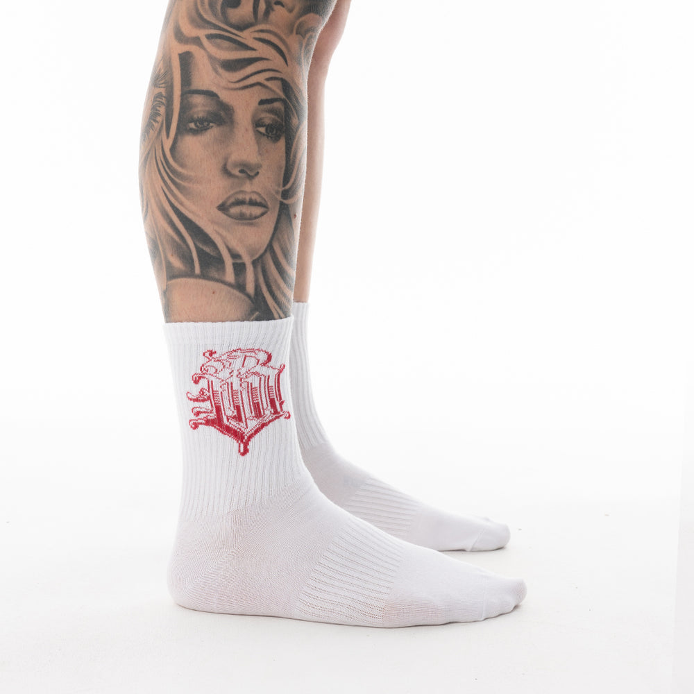 Load image into Gallery viewer, WHITE BLOOD MONEY SOCKS