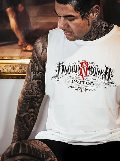 Load image into Gallery viewer, Blood Money Logo Tank WHT