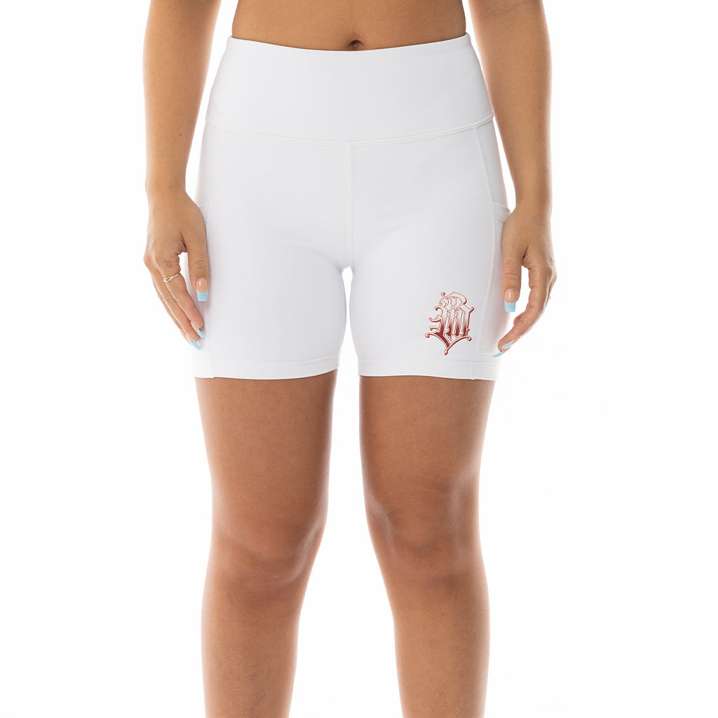 WHITE BLOOD MONEY BIKE SHORTS