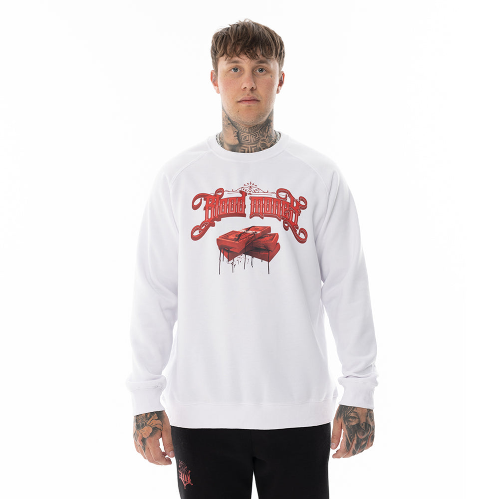 Load image into Gallery viewer, WHITE BLOOD MONEY CREW NECK
