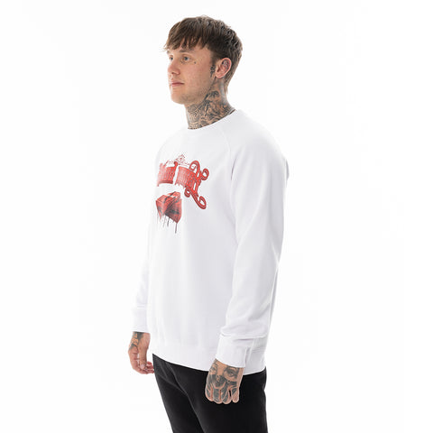 WHITE BLOOD MONEY CREW NECK